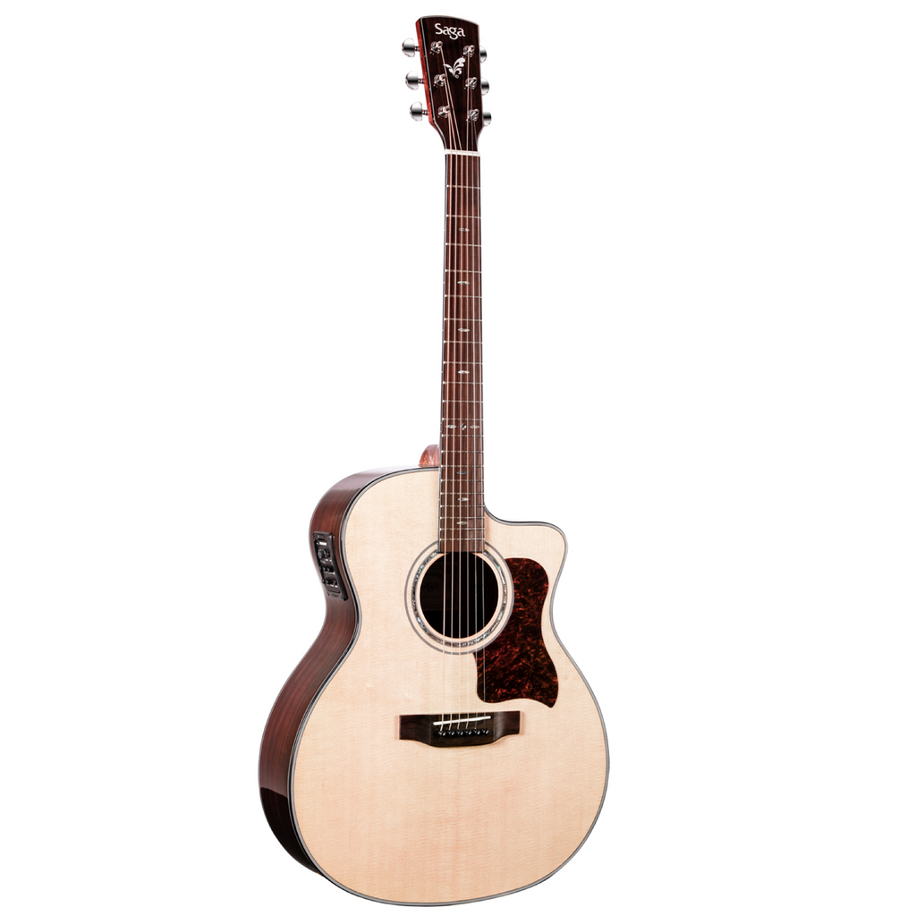 -Saga G200C Solid Top Folk Cutaway Acoustic-Electric Guitar (Natural)-Living Music