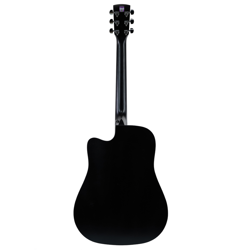 -Saga '600 Series' Spruce Top Dreadnought Acoustic-Electric Cutaway Guitar (Black)-Living Music