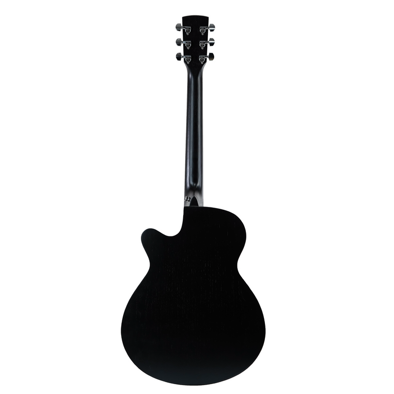 -Saga '600 Series' Spruce Top Folk Acoustic-Electric Cutaway Guitar (Black)-Living Music