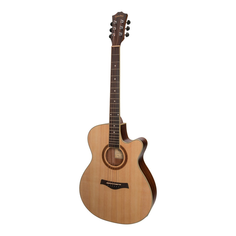 -Sanchez Acoustic-Electric Small Body Cutaway Guitar Pack (Spruce/Rosewood)-Living Music