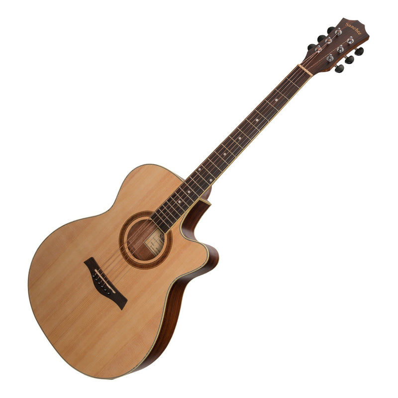 SP-F4-SR-Sanchez Acoustic-Electric Small Body Cutaway Guitar Pack (Spruce/Rosewood)-Living Music