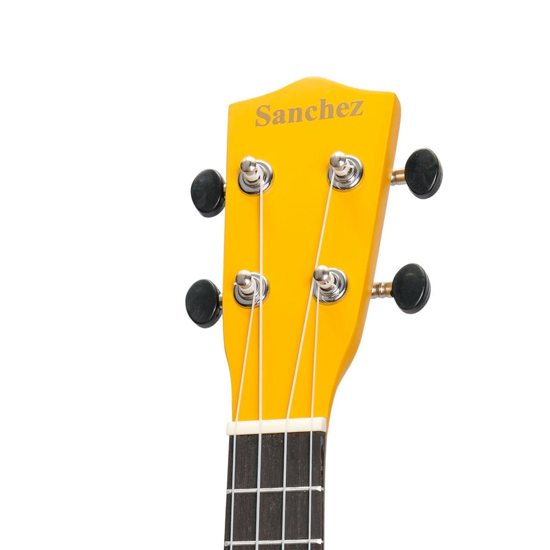 SU-F30-4-Sanchez 'Friendly Folk' Soprano Ukulele (Yellow/Hippy)-Living Music