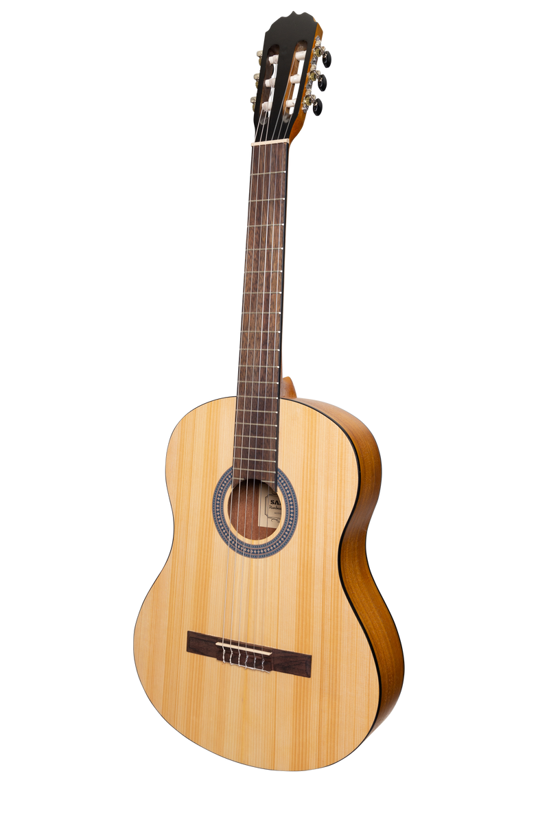 SS-C39-SK-Sanchez Full-size Size Student Classical Guitar with Gig Bag (Spruce/Koa)-Living Music