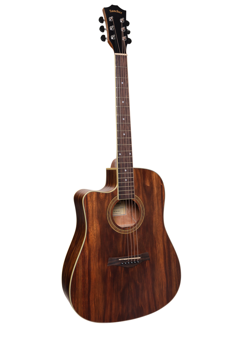 -Sanchez Left Handed Acoustic-Electric Dreadnought Cutaway Guitar Pack (Rosewood)-Living Music