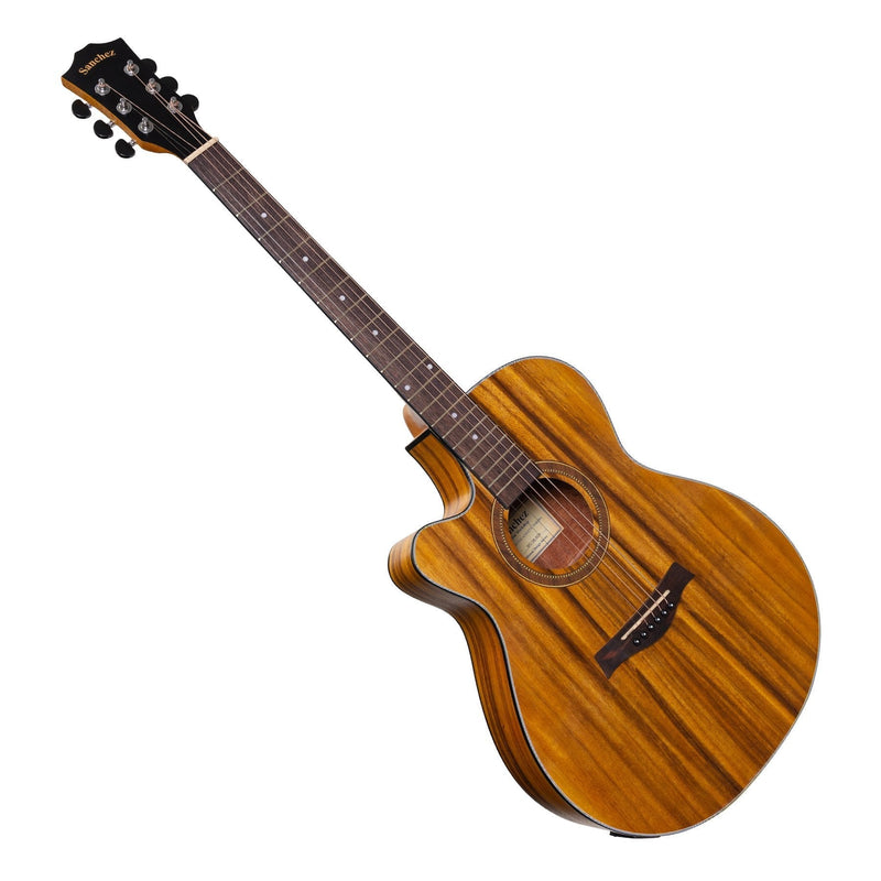 -Sanchez Left Handed Acoustic-Electric Small Body Cutaway Guitar (Koa)-Living Music