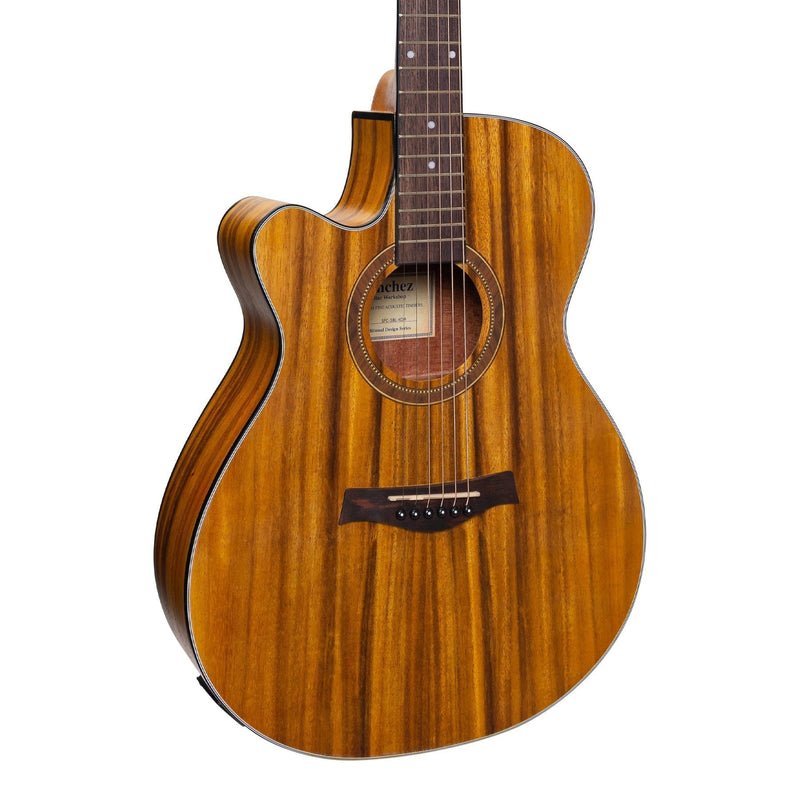 -Sanchez Left Handed Acoustic-Electric Small Body Cutaway Guitar (Koa)-Living Music