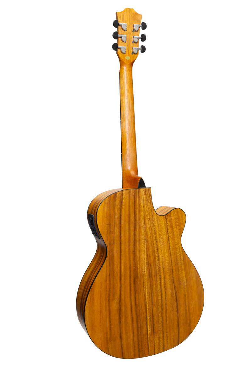 SP-F4L-KOA-Sanchez Left Handed Acoustic-Electric Small Body Cutaway Guitar Pack (Koa)-Living Music