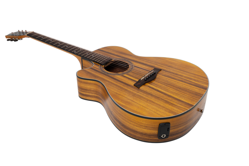 -Sanchez Left Handed Acoustic-Electric Small Body Cutaway Guitar Pack (Koa)-Living Music