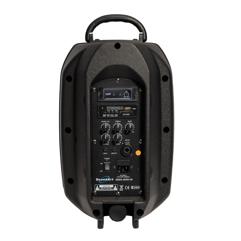 MMA-60W-M-SoundArt 60 Watt Wireless Multi-Purpose Amplifier with Bluetooth & Hand Held Mic-Living Music