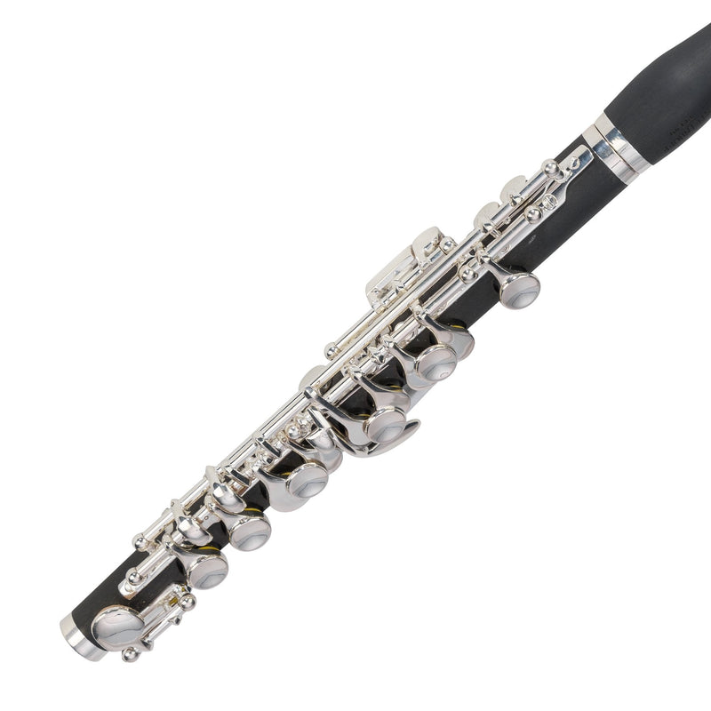 KSO-PFL40-BLK/SLV-Steinhoff Intermediate Ebonite Piccolo Flute (Black & Silver)-Living Music