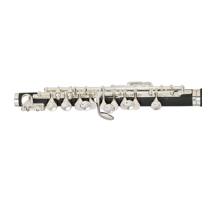 KSO-PFL40-BLK/SLV-Steinhoff Intermediate Ebonite Piccolo Flute (Black & Silver)-Living Music