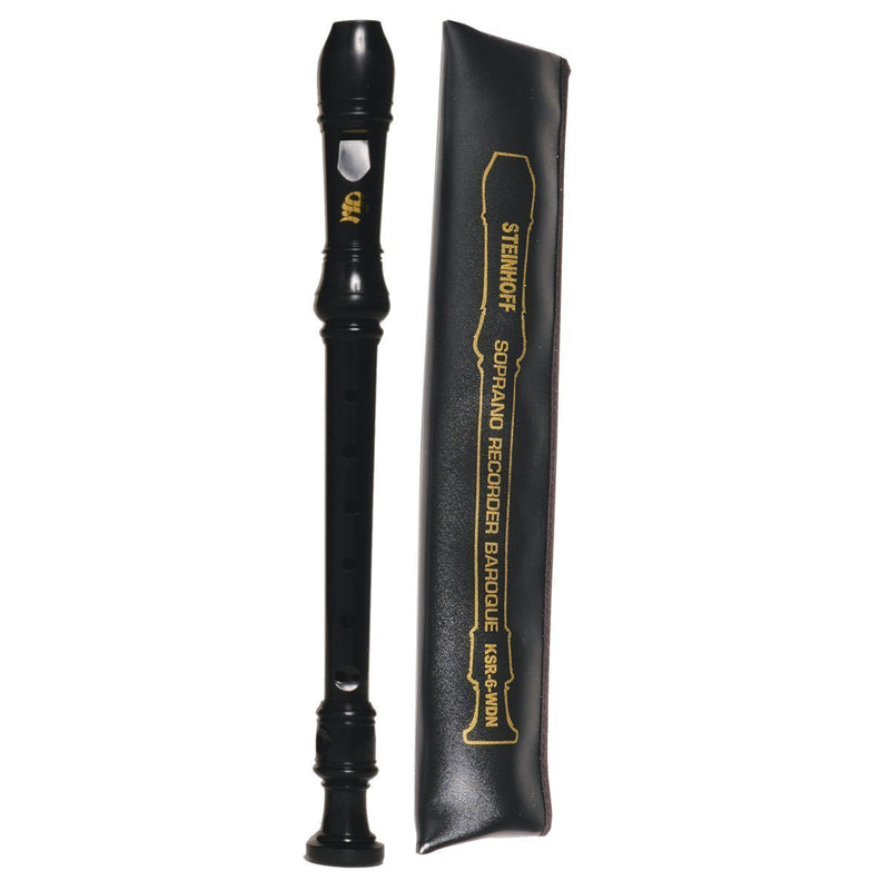 -Steinhoff Recorder for Kids with Cleaning Rod and Pouch (Black)-Living Music