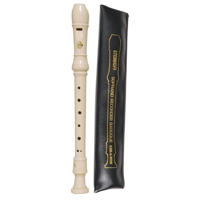 -Steinhoff Recorder for Kids with Cleaning Rod and Pouch (White)-Living Music
