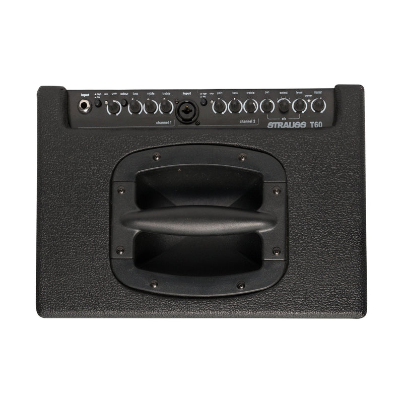 -Strauss 60 Watt Acoustic Guitar Combo Amplifier with Effects (Black)-Living Music