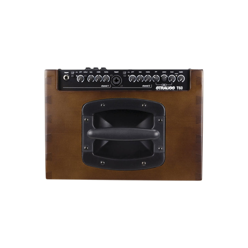 -Strauss 60 Watt Acoustic Guitar Combo Amplifier with Effects (Walnut)-Living Music