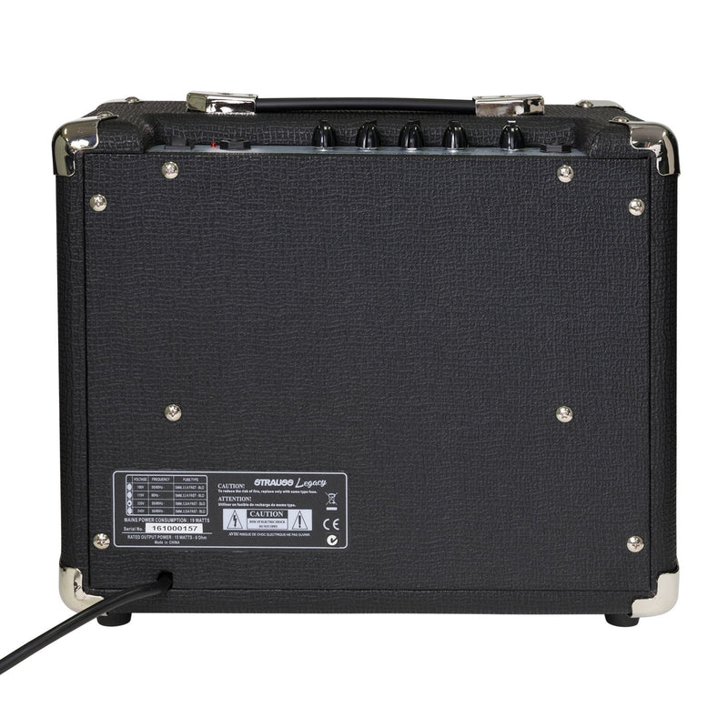 -Strauss 'Legacy' 15 Watt Solid State Bass Guitar Practice Amplifier (Black)-Living Music