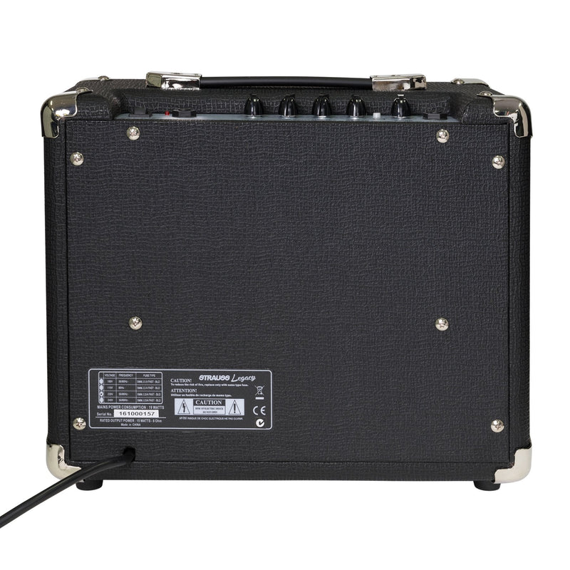 -Strauss 'Legacy' 15 Watt Solid State Guitar Practice Amplifier (Black)-Living Music