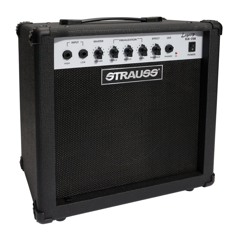 -Strauss 'Legacy' 25 Watt Combo Solid State Bass Amplifier (Black)-Living Music