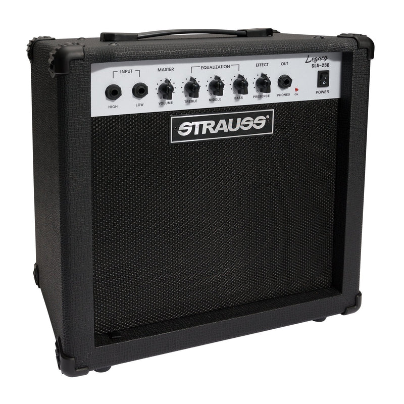 SLA-25B-BLK-Strauss 'Legacy' 25 Watt Combo Solid State Bass Amplifier (Black)-Living Music
