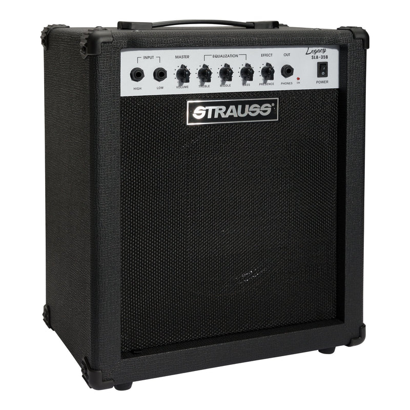 SLA-35B-BLK-Strauss 'Legacy' 35 Watt Combo Solid State Bass Amplifier (Black)-Living Music