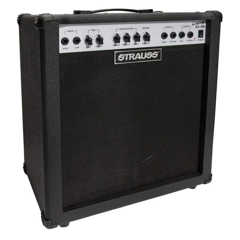 SLA-50B-BLK-Strauss 'Legacy' 50 Watt Combo Solid State Bass Amplifier (Black)-Living Music