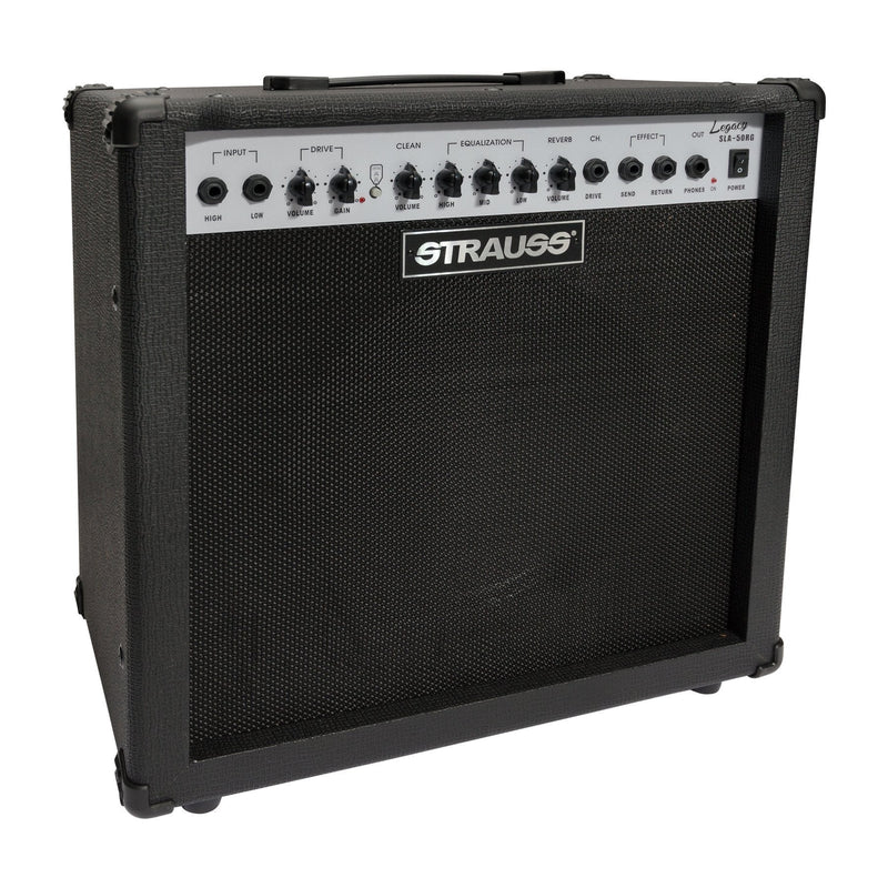 SLA-50RG-BLK-Strauss 'Legacy' 50 Watt Combo Solid State Guitar Amplifier (Black)-Living Music