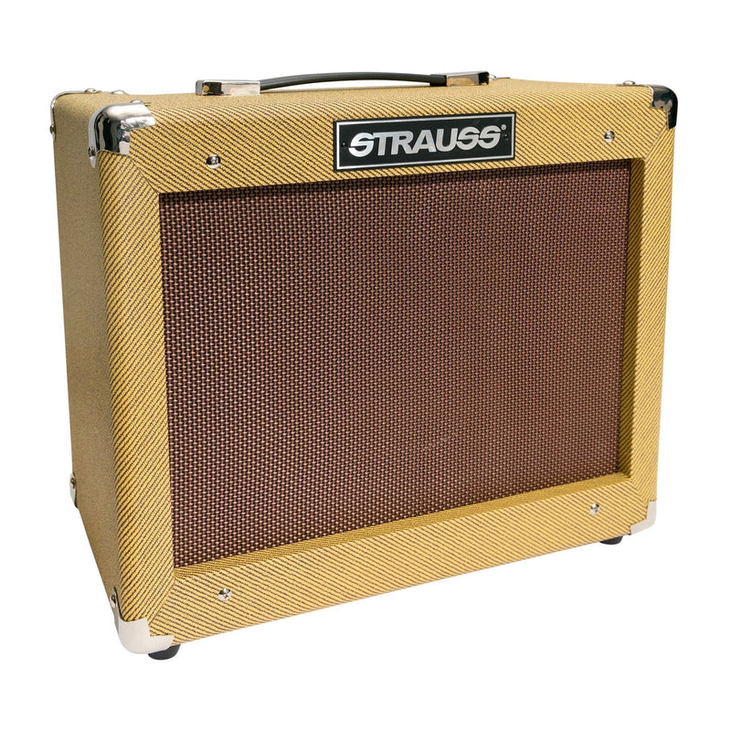 -Strauss 'Legacy Vintage' 35 Watt Combo Solid State Bass Amplifier (Tweed)-Living Music
