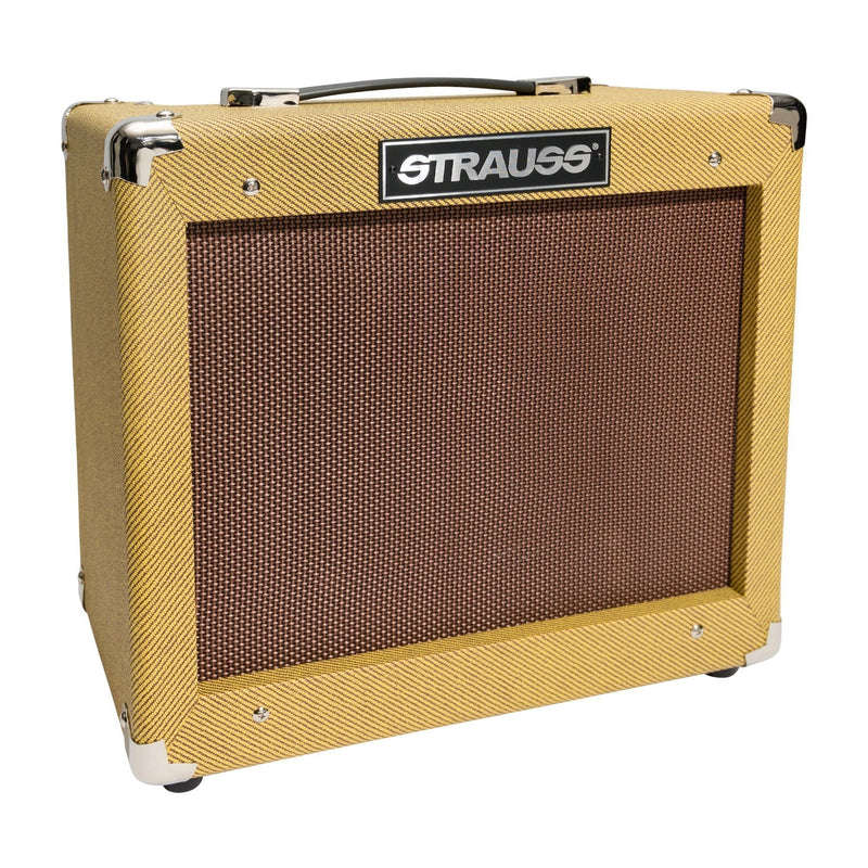 SLA-V35RG-TWD-Strauss 'Legacy Vintage' 35 Watt Combo Solid State Guitar Amplifier (Tweed)-Living Music
