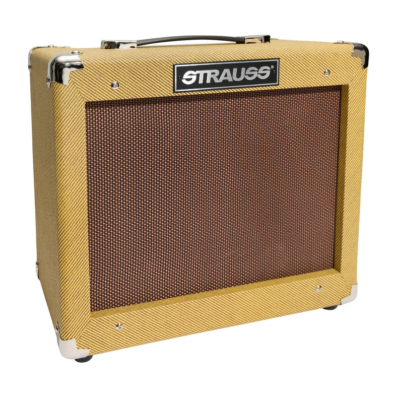 -Strauss 'Legacy Vintage' 35 Watt Combo Solid State Guitar Amplifier (Tweed)-Living Music