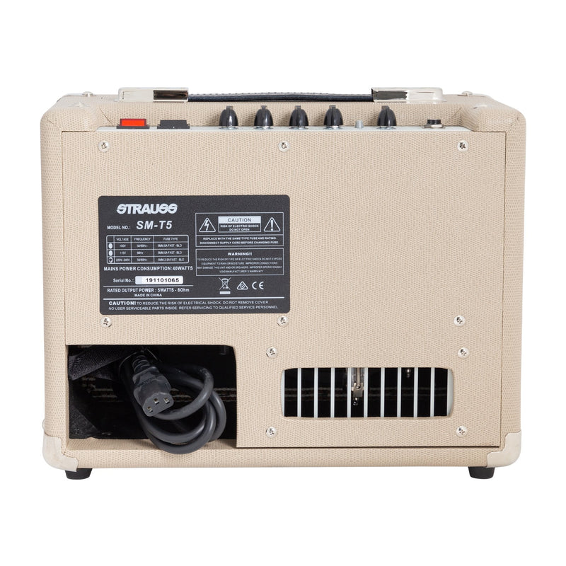-Strauss SM-T5 5 Watt Combo Valve Amplifier (Cream)-Living Music