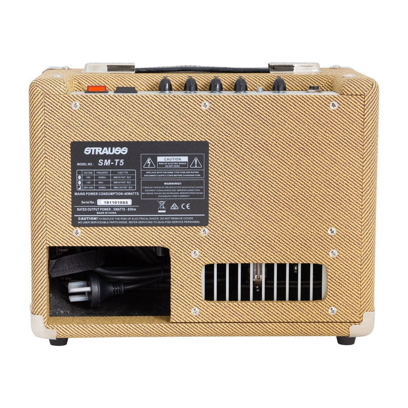-Strauss SM-T5 5 Watt Combo Valve Amplifier (Tweed)-Living Music