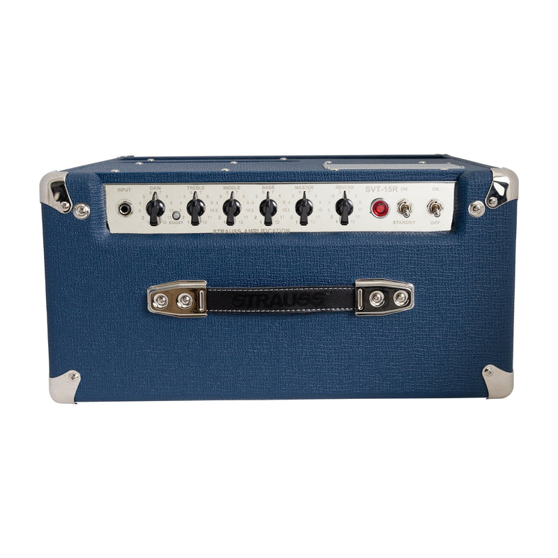 SVT-15R-BLU-Strauss SVT-15R 15 Watt Combo Valve Amplifier with Reverb (Blue)-Living Music