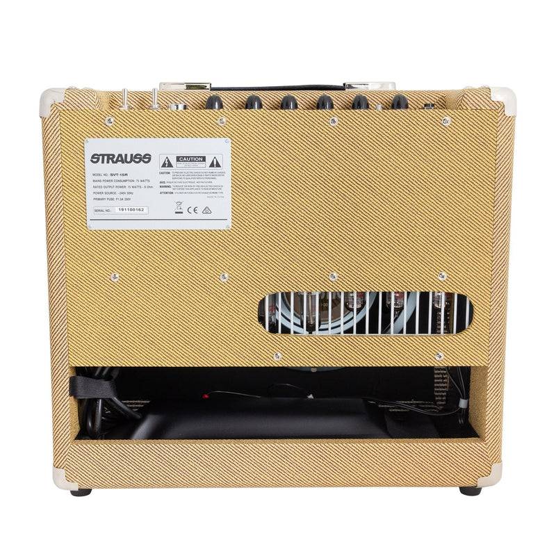 -Strauss SVT-15R 15 Watt Combo Valve Amplifier with Reverb (Tweed)-Living Music