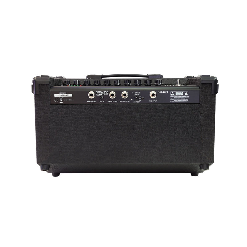 -Strauss 'Streetbox' 20 Watt Solid State Rechargeable DC Amplifier (Black)-Living Music