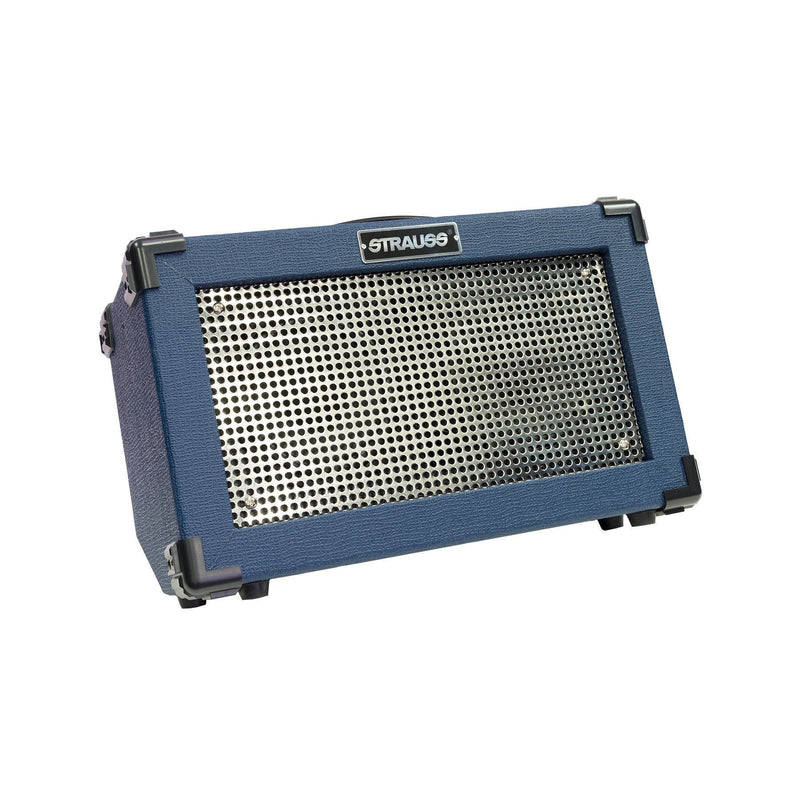 -Strauss 'Streetbox' 20 Watt Solid State Rechargeable DC Amplifier (Blue)-Living Music