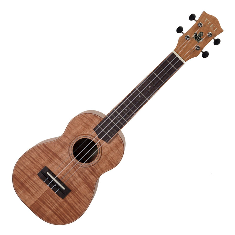 -Tiki '2 Series' Mahogany Flame Top Concert Ukulele with Gig Bag (Natural Satin)-Living Music