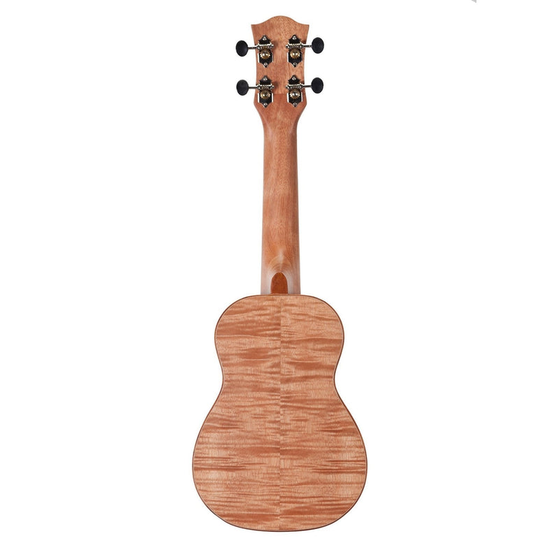 TFMS-2-NST-Tiki '2 Series' Mahogany Flame Top Soprano Ukulele with Gig Bag (Natural Satin)-Living Music