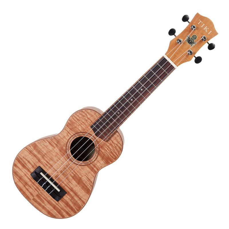-Tiki '2 Series' Mahogany Flame Top Soprano Ukulele with Gig Bag (Natural Satin)-Living Music