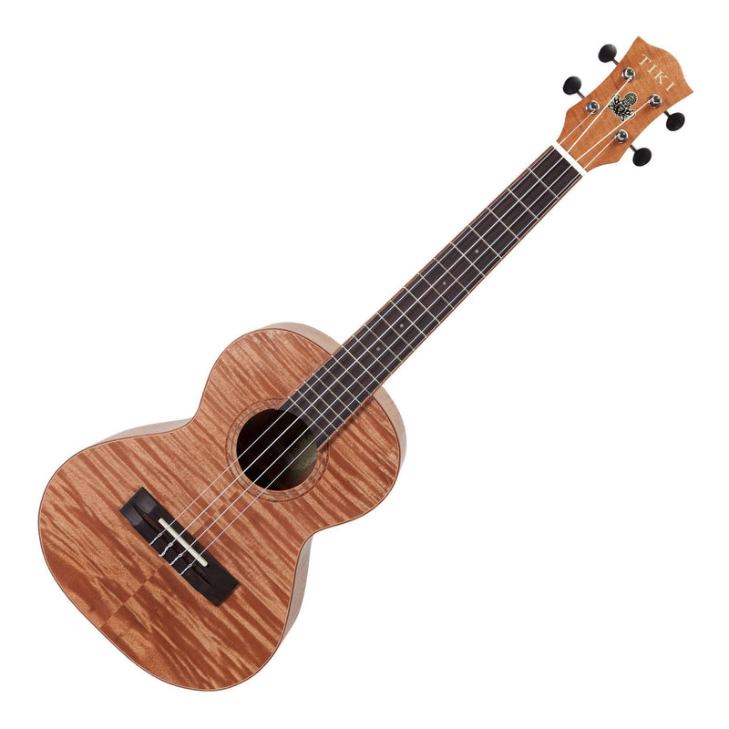 TFMT-2-NST-Tiki '2 Series' Mahogany Flame Top Tenor Ukulele with Gig Bag (Natural Satin)-Living Music