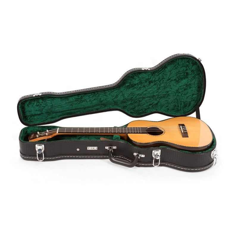 TSB-22P-NGL-Tiki '22 Series' Spruce Solid Top Electric Baritone Ukulele with Hard Case (Natural Gloss)-Living Music