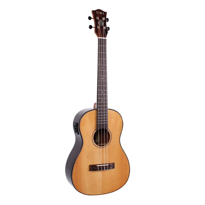 TSB-22P-NGL-Tiki '22 Series' Spruce Solid Top Electric Baritone Ukulele with Hard Case (Natural Gloss)-Living Music