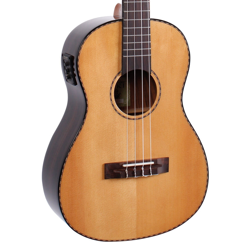 -Tiki '22 Series' Spruce Solid Top Electric Baritone Ukulele with Hard Case (Natural Gloss)-Living Music