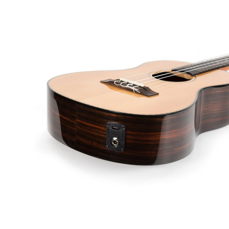 TSB-22P-NGL-Tiki '22 Series' Spruce Solid Top Electric Baritone Ukulele with Hard Case (Natural Gloss)-Living Music