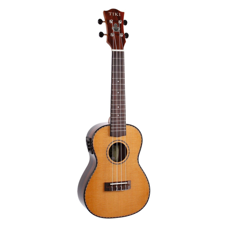 -Tiki '22 Series' Spruce Solid Top Electric Concert Ukulele with Hard Case (Natural Gloss)-Living Music