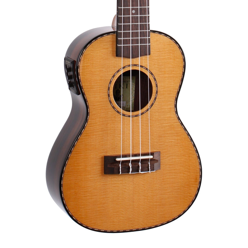 -Tiki '22 Series' Spruce Solid Top Electric Concert Ukulele with Hard Case (Natural Gloss)-Living Music