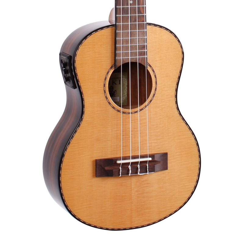 TST-22P-NGL-Tiki '22 Series' Spruce Solid Top Electric Tenor Ukulele with Hard Case (Natural Gloss)-Living Music