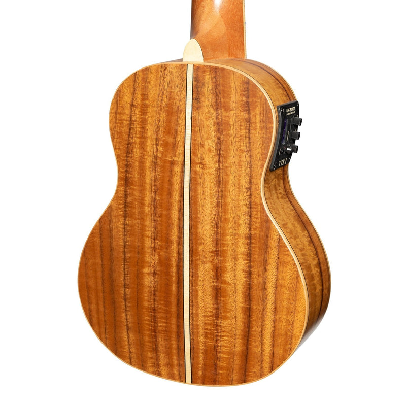 TKS-3P-NST-Tiki '3 Series' Koa Electric Soprano Ukulele with Gig Bag (Natural Satin)-Living Music