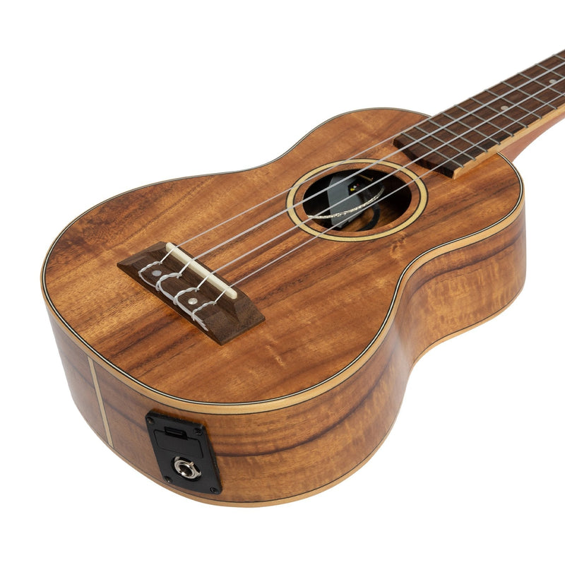 -Tiki '3 Series' Koa Electric Soprano Ukulele with Gig Bag (Natural Satin)-Living Music