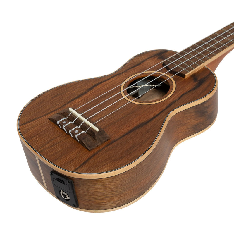 TDS-4P-NST-Tiki '4 Series' Daowood Electric Soprano Ukulele with Gig Bag (Natural Satin)-Living Music