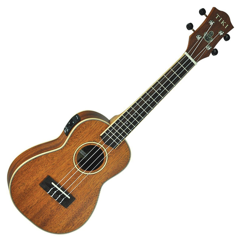 -Tiki '5 Series' Mahogany Solid Top Electric Concert Ukulele with Hard Case (Natural Satin)-Living Music